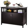 Wood 2-Door Dining Buffet with Open Storage Shelf