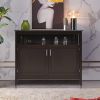 Wood 2-Door Dining Buffet with Open Storage Shelf