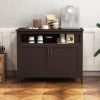 Wood 2-Door Dining Buffet with Open Storage Shelf