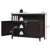 Wood 2-Door Dining Buffet with Open Storage Shelf