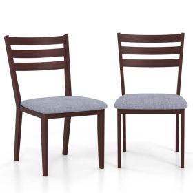 Set of 2 Modern Farmhouse Solid Wood Dining Chair with Grey Fabric Padded Seat