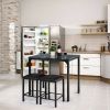 3-Piece Dining Set  Faux Marble Table-Top and 2 Black Chairs Stools