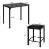 3-Piece Dining Set  Faux Marble Table-Top and 2 Black Chairs Stools