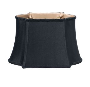 Fancy Oblong Softback Lampshade with Washer Fitter, Black Natural Fabric Lampshade with Bronze Lining for Table Lamps