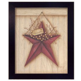 "Welcome Barn Star" By Mary June, Printed Wall Art, Ready To Hang Framed Poster, Black Frame