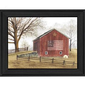 "Flag Barn" By Billy Jacobs, Printed Wall Art, Ready To Hang Framed Poster, Black Frame