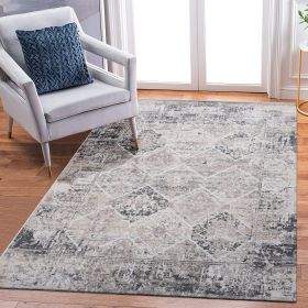 NAAR PAYAS Collection 6X9 Cream/Anthracite /Traditional Non-Shedding Living Room Bedroom Dining Home Office Stylish and Stain Resistant Area Rug