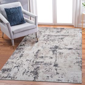 5X7 Cream/Brown /Abstract Non-Shedding Living Room Bedroom Dining Home Office Stylish and Stain Resistant Area Rug