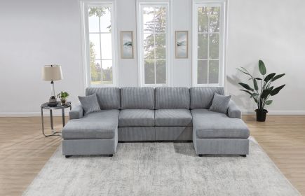 Stunning Modern Fog Color 2pc Sectional Set Corduroy Couch LAF And RAF Chaise Armless Loveseat Living Room Furniture