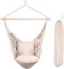 Hanging Rope Hammock Chair Swing Seat with Two Seat Cushions