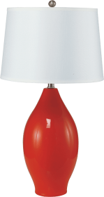 28"H RED LEMON SHAPE CERAMIC TABLE LAMP