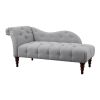 1pc Modern Traditional Chaise Button Tufted Detail Dove Gray