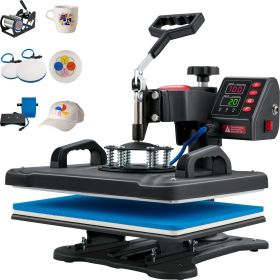 VEVOR Heat Press, 5 in 1 Heat Press Machine Machine 12x15, Clamshell Sublimation Transfer Printer Fast Heat-up, Digital Precise Temperature Control