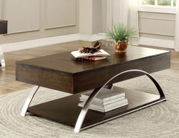 1pc Lift Top Coffee Table with Display Shelf