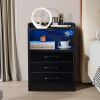 Bedside Night Stand End Table with Charging Station, USB Ports and Outlets