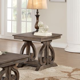 Classic Traditional End Table with Bottom Shelf Dark Oak Finish Scrolled Base Support 1pc Wooden Furniture Living Room