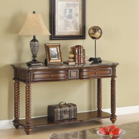 Traditional Formal Marble Top Sofa Table with 2 Drawer