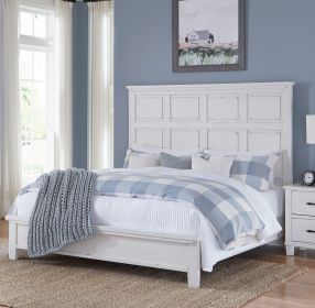 Antique White Finish Queen Bed Farmhouse Style Wooden Bedroom Furniture 1pc