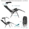 Outdoor Lounge Patio Chairs with Pillow and Utility Tray Adjustable Folding Recliner