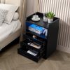 Bedside Night Stand End Table with Charging Station, USB Ports and Outlets