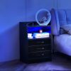 Bedside Night Stand End Table with Charging Station, USB Ports and Outlets