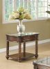 Traditional Formal Marble Top End Table with Drawer Lower Shelf Mahogany Finish Spiral Turned Legs Wooden 1pc Living Room Furniture Side Table