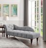 1pc Modern Traditional Chaise Button Tufted Detail Dove Gray