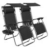 Outdoor Lounge Patio Chairs with Pillow and Utility Tray Adjustable Folding Recliner