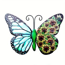 4pcs, Metal Butterfly Wall Art Decor  Sculpture Iron Outdoor (Style: Blue)