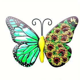 4pcs, Metal Butterfly Wall Art Decor  Sculpture Iron Outdoor (Style: Green)