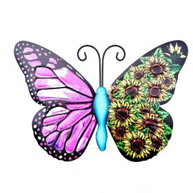 4pcs, Metal Butterfly Wall Art Decor  Sculpture Iron Outdoor (Style: Purple)