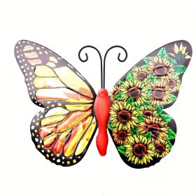 4pcs, Metal Butterfly Wall Art Decor  Sculpture Iron Outdoor (Style: Orange)