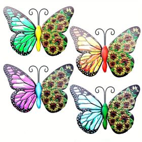 4pcs, Metal Butterfly Wall Art Decor  Sculpture Iron Outdoor (Style: 4PC/4SET)