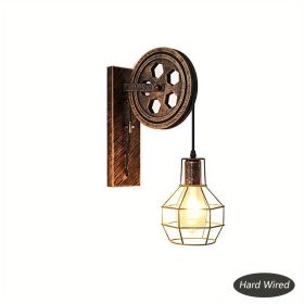 Retro Industrial Wall Sconce, 1Pack Antique Brass Vintage Plug In Wall Lighting (Style: Wiring)