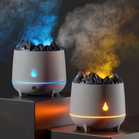 1Pc Flaming Mountain Aromatherapy Machine Humidifier Home Large Fog Volume 400mL Creative Aromatherapy Machine Ultrasonic Simulated Volcano Humidifier (Color: White)