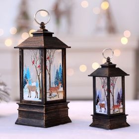 Christmas Lantern Candlestick Lamp Night Light Desktop Christmas Ornaments (Color: Brown)