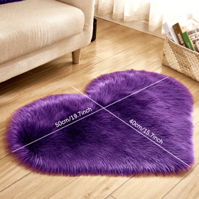 1pc Heart-Shaped Faux Sheepskin Area Rug - Soft and Plush Carpet for Home, Bedroom, Nursery, and Kid's Room - Perfect for Home Decor and Comfort (Color: Purple, size: 15.75*19.69inch)