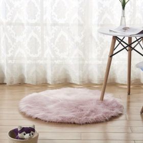 1pc, Plush Imitation Wool Area Rug for Home Living Room and Bedroom - Soft and Durable Floor Mat for Home Decor (Color: Pink, size: Diameter 35.43inch)