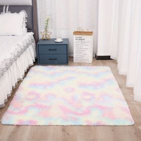 1pc, Tie-Dyed Plush Shag Furry Area Rug for Bedroom, Living Room, Nursery, and Kids Room - Ultra Soft and Fluffy, Washable, Non-Shedding (Color: Tie-dye Colorful, size: 62.99*78.74inch)