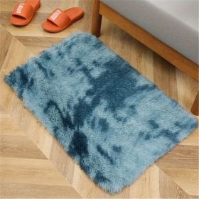 1pc, Tie-Dyed Plush Shag Furry Area Rug for Bedroom, Living Room, Nursery, and Kids Room - Ultra Soft and Fluffy, Washable, Non-Shedding (Color: Tie-dye Sapphire Blue, size: 23.62*35.43inch)