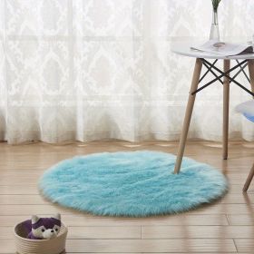 1pc, Plush Imitation Wool Area Rug for Home Living Room and Bedroom - Soft and Durable Floor Mat for Home Decor (Color: Light Blue, size: Diameter 35.43inch)