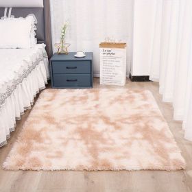 1pc, Tie-Dyed Plush Shag Furry Area Rug for Bedroom, Living Room, Nursery, and Kids Room - Ultra Soft and Fluffy, Washable, Non-Shedding (Color: Tie-dye Beige, size: 35.4*59.1 inch)