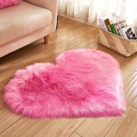 1pc, Fluffy Shaggy Area Rug, Solid Color PV Velvet Carpet, Plush Heart Shape Rug For Valentine's Day Wedding Anniversary Home Floor Decor (Color: Rose Red, size: 19.69*23.62inch)