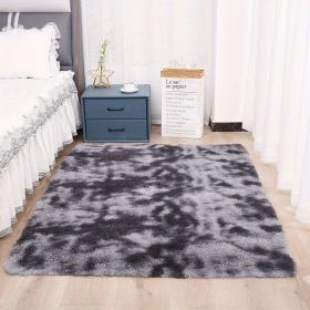 1pc, High Pile Tie-Dyed Shaggy Rug for Living Room and Bedroom - Fire Retardant, Machine Washable, Anti-Skid, Faux Fur (Color: Tie-dye Dark Gray, size: 31.5*62.99inch)