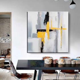 Hand Painted Oil Paintings Black and white gold Modern Abstract Oil Paintings On Canvas Wall Art Decorative Picture Living Room Hallway Bedroom Luxuri (Style: 1, size: 120x120cm)