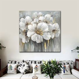 Hand Painted Oil Paintings Hand Painted Square Floral / Botanical Pop Art Living Room Hallway Bedroom Luxurious Decorative Painting (Style: 1, size: 150x150cm)