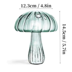 7 Style Mushroom Glass Vase Creative Hydroponics Vases Aromatherapy Bottle Desktop Crafts Ornament Living Room Home Office Decor (Color: HGA0012459-G, Ships From: CN)