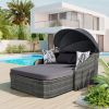 Outdoor Sunbed with Adjustable Canopy Rattan Daybed