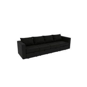 Livelylodge Modular Sectional Sofa with Wooden Frame and Pull-Out Bed, Convertible Couch for Living Room, Available in Black, White, and Gray (Color: Black)