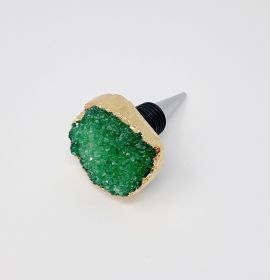 Crystal Mine Natural Stone Wine Stopper (Color: RawGreen)